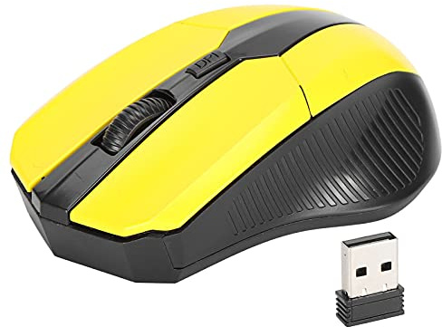 VBESTLIFE Mini Souris sans Fil pour Voyage, Souris Optique sans Fil Portable avec Récepteur USB pour Ordinateur Portable PC (Jaune)