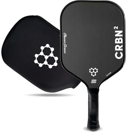 CRBN² Pickleball-Paddel – Kohlefaser Pickleball-Paddel mit Wabenpolykern – perfekte Balance von Kraft und Kontrolle – 16 mm, weiß