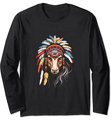 Pferd Indianer Kopfschmuck Feder Stammespferde Langarmshirt