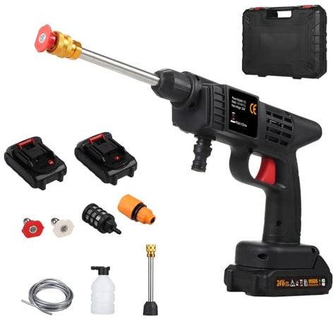 Shkalacar 150PSI Akku Hochdruckreiniger, 21V Handgerät Hochdruckpistole mit Wiederaufladbarer Akku und Ladegerät, Elektrischer Pressure Washer für Auto waschen, Pflanzen gießen, Böden reinigen