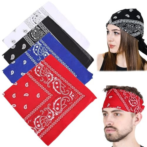 HANIUTTY 4 Bandana Hombre Mujer, 55 cm Pañuelo Cabeza Hombre Mujer Bufanda Bufandas para el cuello Muñequera Pañuelo de anacardo Diseño Pañuelo