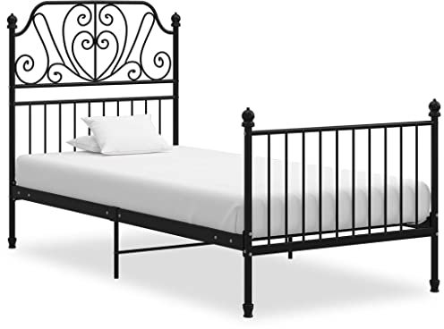 THOYTOUI Bettgestell, Seniorenbett Betten Bettsystem Tagesbett Geeignet für Schlafzimmer Wohnung Hotel Mehrbettzimmer Schwarz Metall 100x200 cm