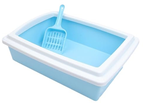 Katzenklo Katzentoilette Katzentoilette Für Kätzchen, Leicht Zu Reinigen, Mit Schaufel, Für Alle Arten Von Katzenstreu, Mit Katzentoilette Mit Hohem Rand Katzenklo Tragbar(Blue)