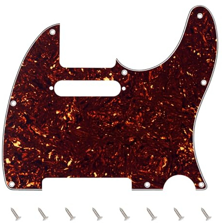 Banworks 4-lagige E-Gitarren-Pickguard 8-Loch Amerikanisches TL-Pickguard | Gitarrenschutzplatte mit 2 Pickup-Montagelöchern für US/MX Fender Modern Tele Telecaster JT/HB-03 Dunkelbraun Schildpatt