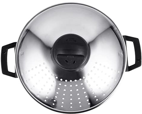 Amosfun Quick Drain Pot Stainless Steel Noodles Cooking Pot Non-Stick Cooking Utensil for Gas Stove Strainer Pasta and Spaghetti