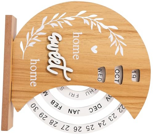 SHOWERORO Handgefertigter Rotierender Tischkalender Dekorativer Holzkalender Kalender Fürs Büro Eleganter Kalender Für Zu Hause