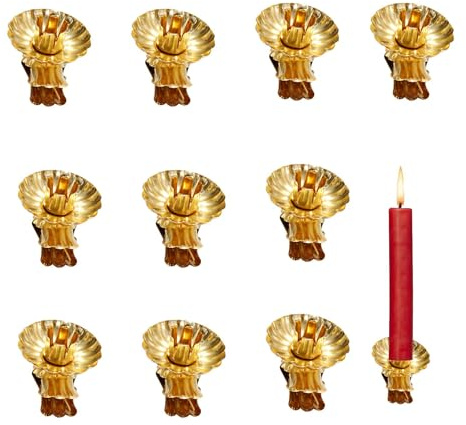 Clip portacandele per albero di Natale, portacandele in metallo con clip | 10 clip per portacandele in ferro per albero di Natale | Portacandele vintage con clip, accessori per scena invernali per