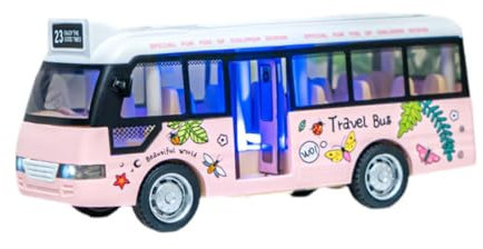 Dickly Véhicule de jeu bus avec sons et lumières, jouet à inertie pour enfants, Rose