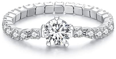 Bague Bijoux, Bagues blanches Zircone cubique Tennis Marquise Milgrain Eternity Bands Bagues en or pour femmes