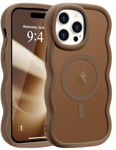 Pepmune Magnetic for iPhone 14 Pro Max Case Translucent Matte Gold | Compatible with Magsafe,Cute Curly Wave Frame Phone Case,Soft TPU Bumper Slim Fit Shockproof Protective Cover for Men-Gold