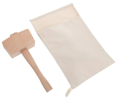 CLISPEED 2pcs Reusable Canvas Ice Crushing Bag Wood Mallet Hammer for Bartending Supplies Ice Packs for Quick Efficient Drink Preparation Bars Restaurants