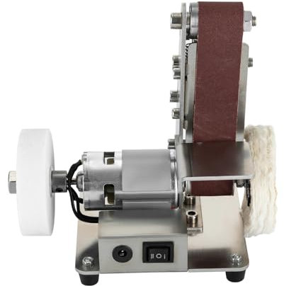 Mini ponceuse à bande électrique, meuleuse d'établi, polisseuse de table en acier inoxydable 304, ponceuse à vitesse réglable Large gamme d'applications