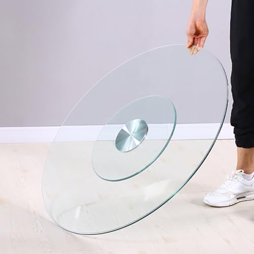 Tocadiscos de cristal para mesa de comedor de 33 pulgadas, bandeja giratoria Lazy Susan, giro silencioso y suave, fácil de compartir alimentos
