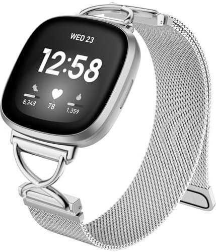 Charlam Metall Band für Fitbit Versa 4/Versa 3/Sense 2/Sense Armband Damen | Edelstahl Magnet Armbänder für Fitbit Versa 4 Armband/Fitbit Versa 3 Armband/Fitbit Sense 2 Armband/Fitbit Sense Armband