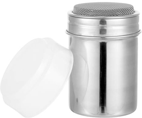 Hauojaus Puderzuckerstreuer​​ Mehlsieb​​ Edelstahl Kakaostreuer, 200ML ​​Mehlstreuer Zuckerstreuer​​ mit Deckel 6x8.5cm/2.36x3.35inch ​​für Backen Kakao,Kaffee,Schokolade,Zucker,Salz,Mehl