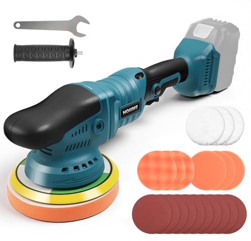 Cordless Buffer Polisher, 6-Speed Car Polishing Machine, Mini 6 Inch Cordless Polishing Machine Set, 150 mm Polishing Sponge, Remove Paint Mortar, Polishing, Sanding, for Mak-ita 18 V(No Battery)