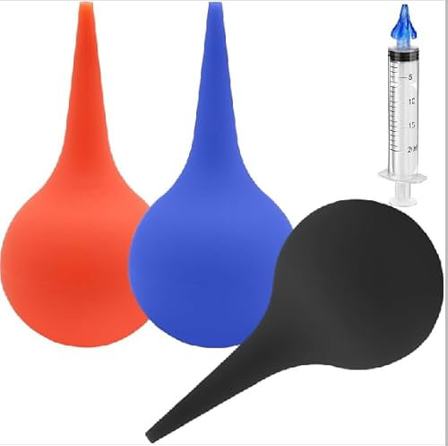 3PCS Poire Lavement Oreilles et 1PC Seringue Oreille Bouchon, Ensemble de Nettoyage Auriculaire, Poire de Nettoyage D'oreille Doux, Seringue D'oreille à Ventouse en Caoutchouc, pour Adultes Enfants
