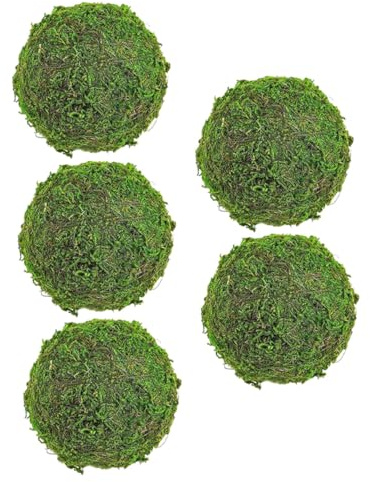 SOLUSTRE Herbst Party Moosball Dekoration Grün 5 Stück Grass für Schale | Bowl Filler, Tischdeko für Wohnzimmer, Moderne Optik, Pastose Stimmung, Leicht zu Organisieren