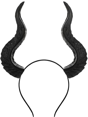 MOSTORY Fascia per capelli con corna da diavolo nere per uomo e donna, cosplay, corna di demone con corna di toro rimovibili, per costume Renfaire