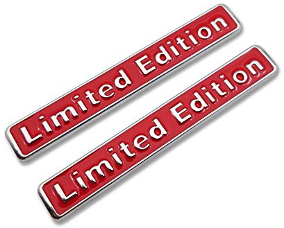 2X Metal 3D Limited Edition Logo Emblem Premium Auto Badge Car Side Fender Sticker Rear Trunk Decal (Silver&Red)