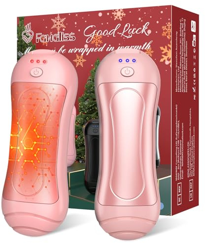 Handwärmer Elektrisch Wiederverwendbar 2 Pack, FANDLISS 6000 mAh USB Taschenwärmer Wiederaufladbarer Magnetisches Design Tragbarer Handwärmer für Weihnachten/Outdoor/Camping usw.Rosa