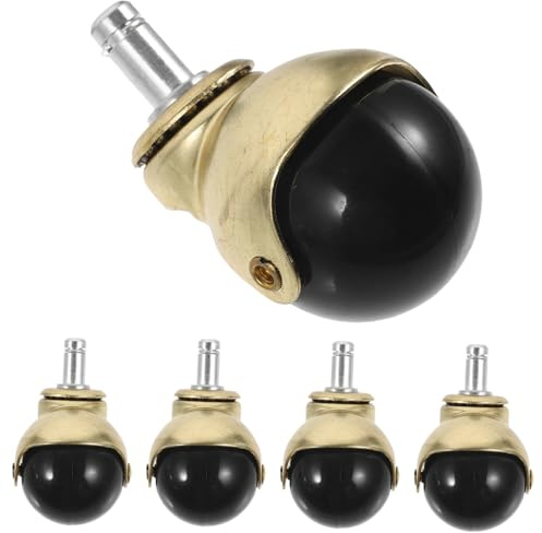 COOPHYA Ruedas para Muebles de Oficina 2 Pulgadas Doradas Varilla Giratoria de Pp y Acero Inoxidable para Sillas de Escritorio y Sillas de Ruedas, Repuesto Resistente para Pisos de Madera
