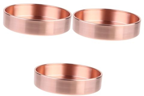 BESPORTBLE 3 Pièces Plateau Décoratif Cuivre Pur Organisateur de Bijoux Élégant Rangement pour Accessoires et Plats à Fruits Style Plateau avec Bordure Dorée Rose pour Occasions Spéciales