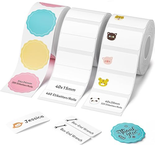 980 Stück NIIMBOT Größerer Namensaufkleber für Kinder, Etiketten für B1/B21/B3S Etikettendrucker, Wasserfeste Namensschilder für Gegenstände, Optimal für Kita, Kindergarten, Schule