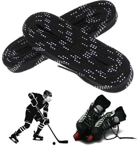 Dyiouxin professionella skosnören för ishockeyskridskor, vaxade skosnören, hållbara, anti-fraktur, 96 tum, svart