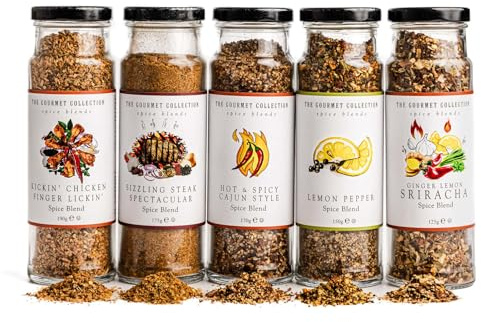 Tilz Home Herbs And Spices Set Seasoning Blends - 5x Spices For Cooking Gifts, Chicken Seasoning, Cajun Seasoning, Lemon Pepper Seasoning, Steak, Salt And Pepper, Jerk, Chips, Seafood, Fries