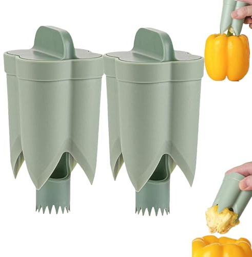 Paprikaent Kerner, 2 Stück Paprika Kernentferner, 2 In 1 Fruit Pepper Corer, Jalapeno Chili Samenentferner, Schnelles Schneiden Entkernen Von Paprika, Entkernerwerkzeug Für Gemü-se Für Küche