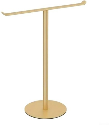 Niceminiwall Toallero independiente de acero inoxidable 304, accesorio de baño dorado cepillado, sin taladro, soporte para toallas de encimera con base pesada para un almacenamiento estable en