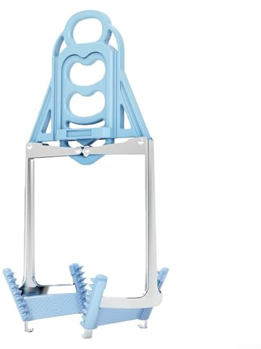 Pince ergonomique pour plaque chauffante avec clip pliable pour soulever en toute sécurité des assiettes chaudes, bols et poêles des micro-ondes, cuiseurs vapeur et friteuses à air (bleu)