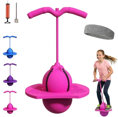 HOPASRISEE 2026 Neu Pogo-Sprungball für Kinder und Erwachsene, Pogo Ball mit Griffen, Hüpfspielzeug Outdoor, Tragfähigkeit 300 Kg, Sicher und unterhaltsam, Zum Trainieren des Gleichgewichts (Rosa)