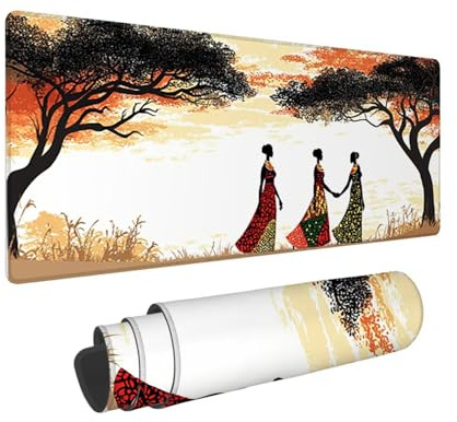 Tapis de Souris de Jeu, 800 x 300 mm XXL Tapis Souris Gaming Grand, Antidérapant Étanche, iExtended Long Clavier Mouse Pad XXL, Accessoire Bureau, pour Gamer, Ordinateur, PC (Femme Indienne) i-869