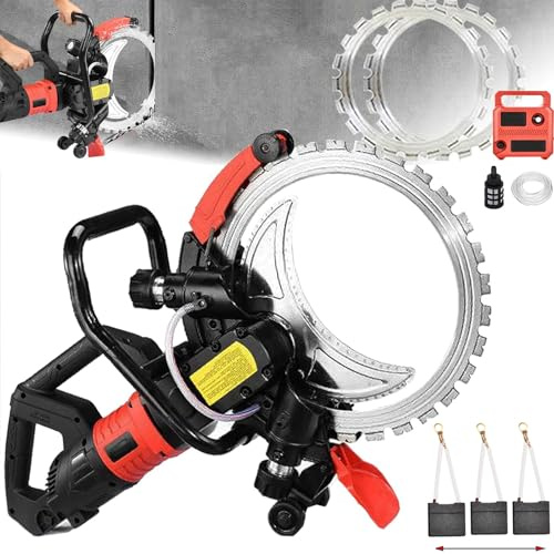 Ky-xysmgs High-Frequency Brush-Type Circular Saw High-Power Handheld Concrete Wall Cutter 110V 16-Inch Dust-Free Cutter 9500W 1/2 Saw Blades(2 blades)