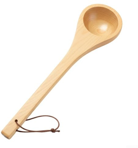 babominimer Mestolo da sauna in legno di cedro, con cordino, 38 cm, resistente al calore, per uso sicuro e confortevole, design scandinavo per giardino e esterno