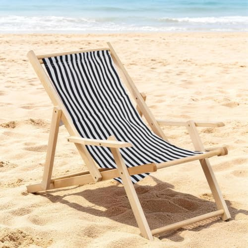 GORGECRAFT Funda de Repuesto para Silla de Playa de 118 x 43cm de Lona para Tumbonas de Exterior de Tejido de Sarga Portátil Reclinable para Tomar el Sol Relajarse En el Jardín O el Patio.