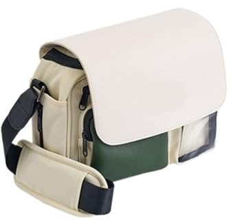 Camera Shoulder Sling Bag for Travel & Photography Crossbody with Magnetic Closure, 15° Strap, Multi-Compart(Off White,L)