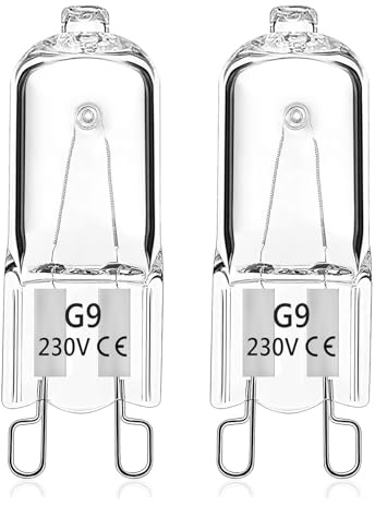 Wieyily G9 Backofenlampe 25W 300 Grad, 230V G9 Halogen Leuchtmittel Dimmbar für AEG/Neff/Zanussi/Bosch Backofen, Mikrowelle, Halogenlampen Oven Lampe, Warmweiß 2700K, 2 Stück