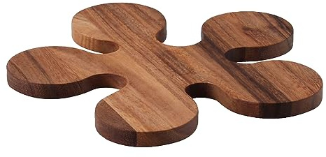 Continenta Topf- und Pfannen-Untersetzer aus Akazienholz in Klecks-Optik und Edel Qualität, Holz Topfunterlage, Größe: Ø 24 x 1,2 cm