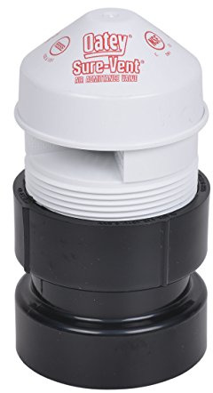 Oatey 39019 Sure-Vent 1.5 in. – 2 in. 160 Branch, 24 Stack DFU Capacity Air Admittance Valve with Straight ABS Schedule 40 Adapter