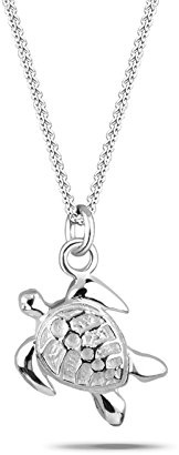 Elli kvinnors halsband sköldpadda hänge trottoarkant sol i 925 sterlingsilver, 45, Silver