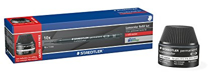 Staedtler 317-9 C10P Lumocolor Permanent Refill Pack M, 10 Stück, schwarz