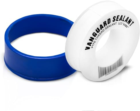 Vanguard Sealants High Density PTFE Plumbers Tape for Shower Head, Faucet, and Water line Connections - Food Safe, White, 1/2 Width, 460 Length - Thread Sealant to Stop Water leaks