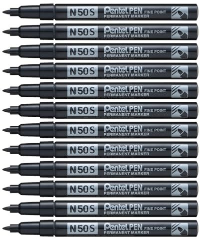 Pentel n50s Rundspitze permanent marker – Schwarz (12 Stück)