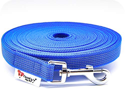 Twinkys Dog Style Schleppleine Hund – blau 7,5 Meter 20 mm – gummierte Trainingsleine mit Handschlaufe – rutschfest, strapazierfähig & wetterfest – ideal für Rückruftraining, Freilauf & Hundesport