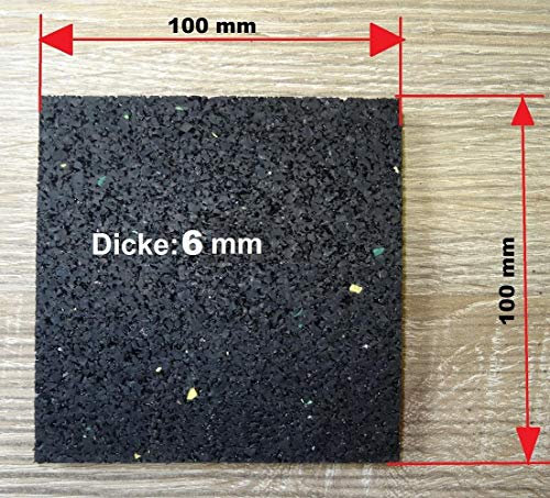 100 Stück Terrassenpads 100 x 100 x 6 mm, Auflagepads, Unterkonstruktion, Bautenschutzmatte, Gummipad, Unterlage, Terrassenbau, Gummigranulat Pads Terrassenbaupad