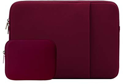RAINYEAR Housse pour Ordinateur Portable Compatible avec Notebook Chromebook 14 Pouces, Macbook Pro 15 Pouces M4 M3 M2 Étui de Protection avec Poche Avant et Pochette pour Accessoires (Rouge)