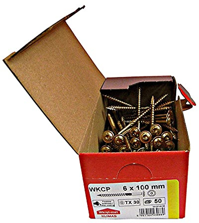 Holzbauschrauben mit Flachkopf, alle Größen, 50 Stück, Torx (6 x 100 mm, TX30)
